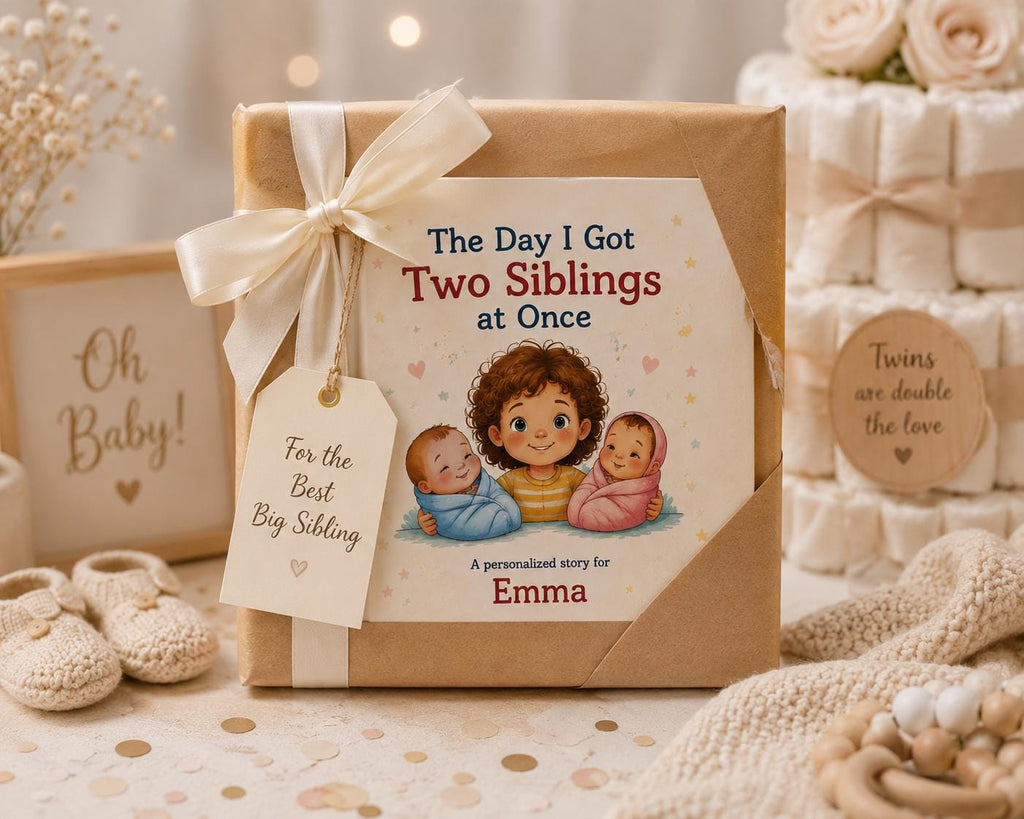 Big Sister of Twins Personalized Book | Twin Baby Shower Gift | Custom New Sibling Storybook