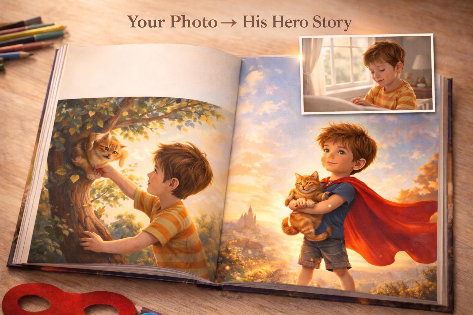 Personalized Superhero Story Book – Custom Photo Illustration, Kids Keepsake