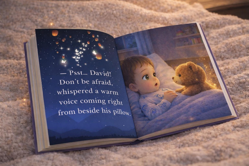 Personalized Bedtime Story Book, David and Magic Star, Custom Photo Tale