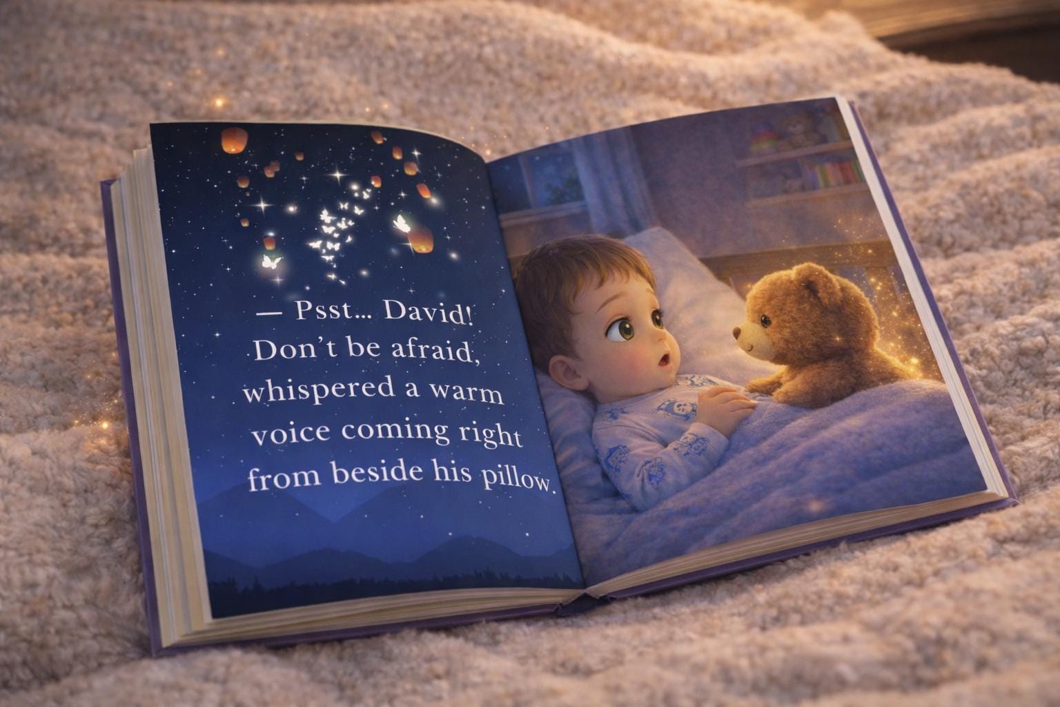 Personalized Bedtime Story Book, David and Magic Star, Custom Photo Tale