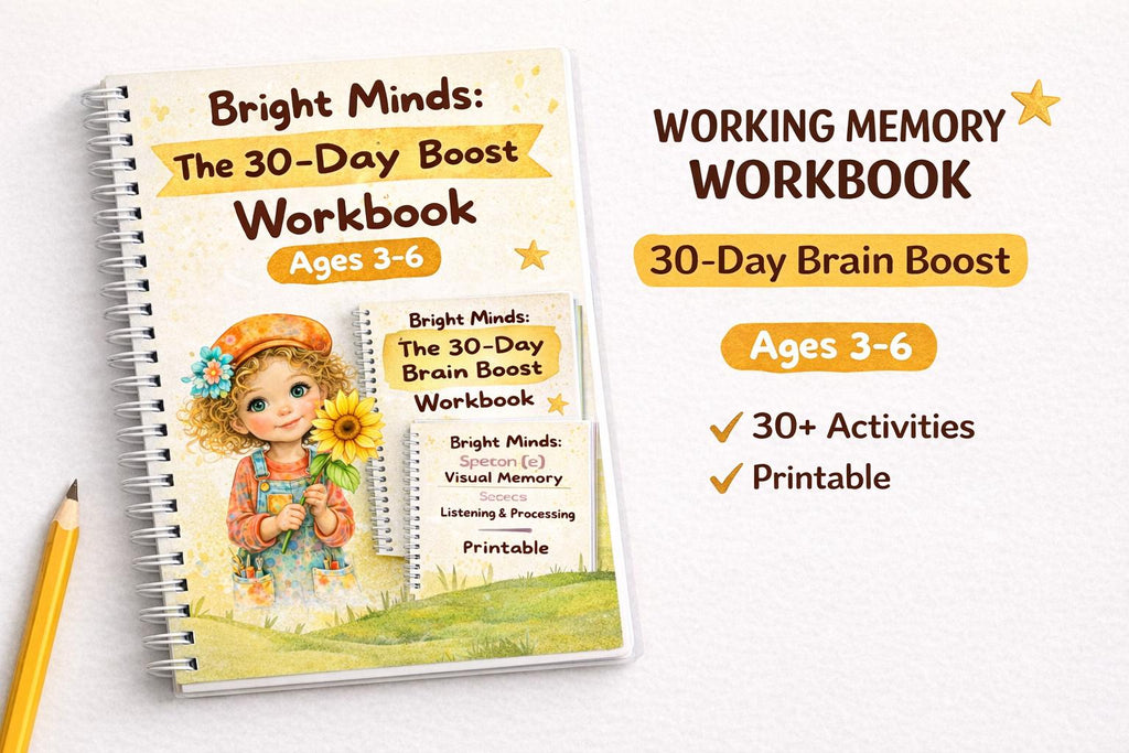 30-Day Brain Boost Workbook for Kids Ages 3-6 | Working Memory, Focus Activities (Printable PDF)