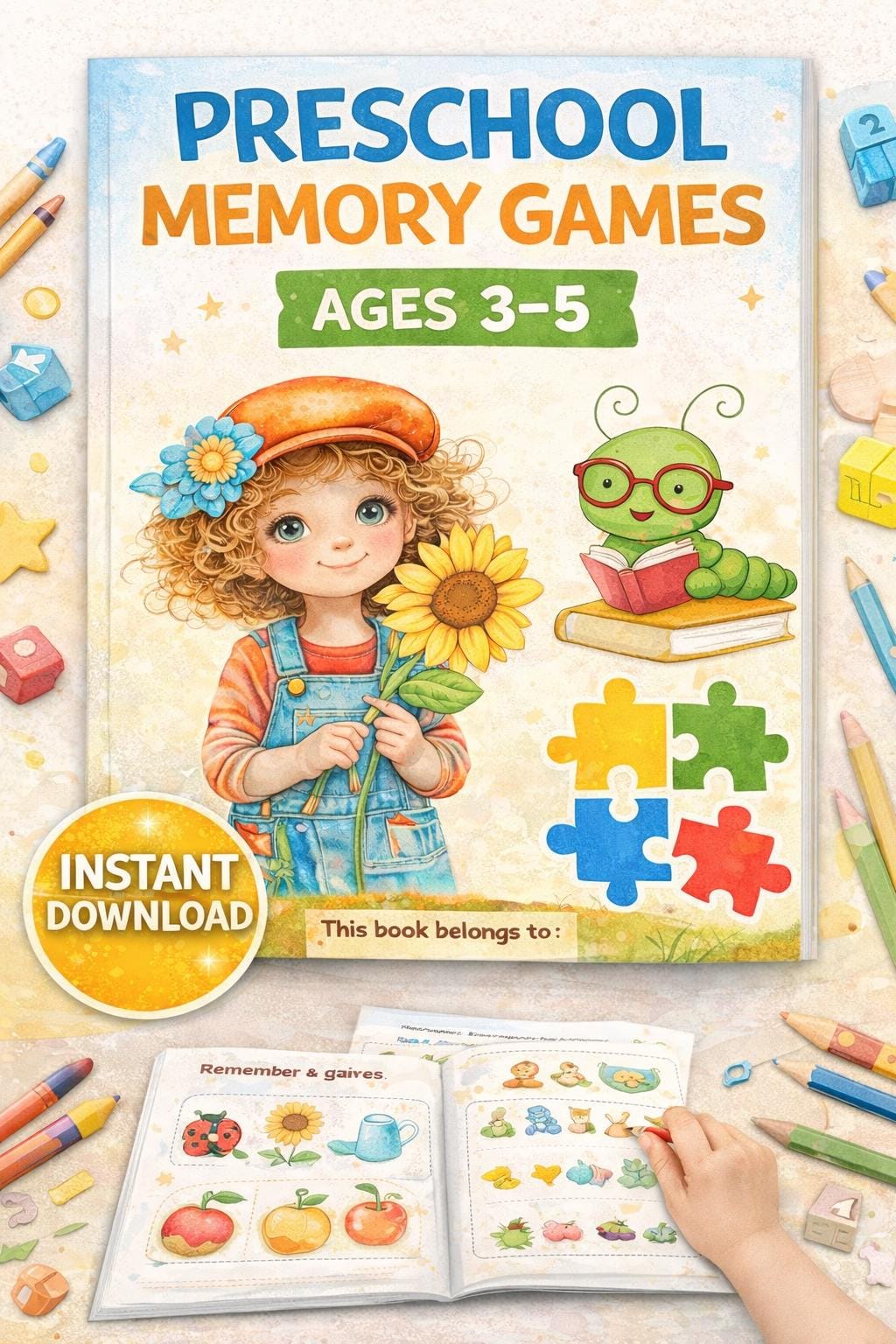 Preschool Memory Games Workbook | Brain Boosting Activities for Ages 3-5 (Digital Download)
