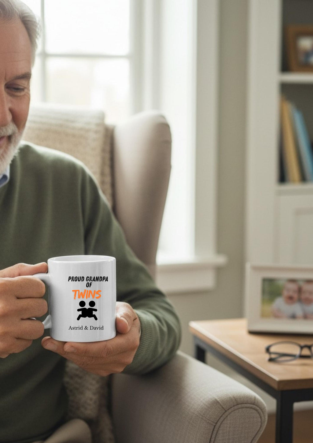 Grandpa of Twins Mug Personalized ,Custom Grandpa Gift ,Twin Baby Announcement ,Twins Grandpa Cup