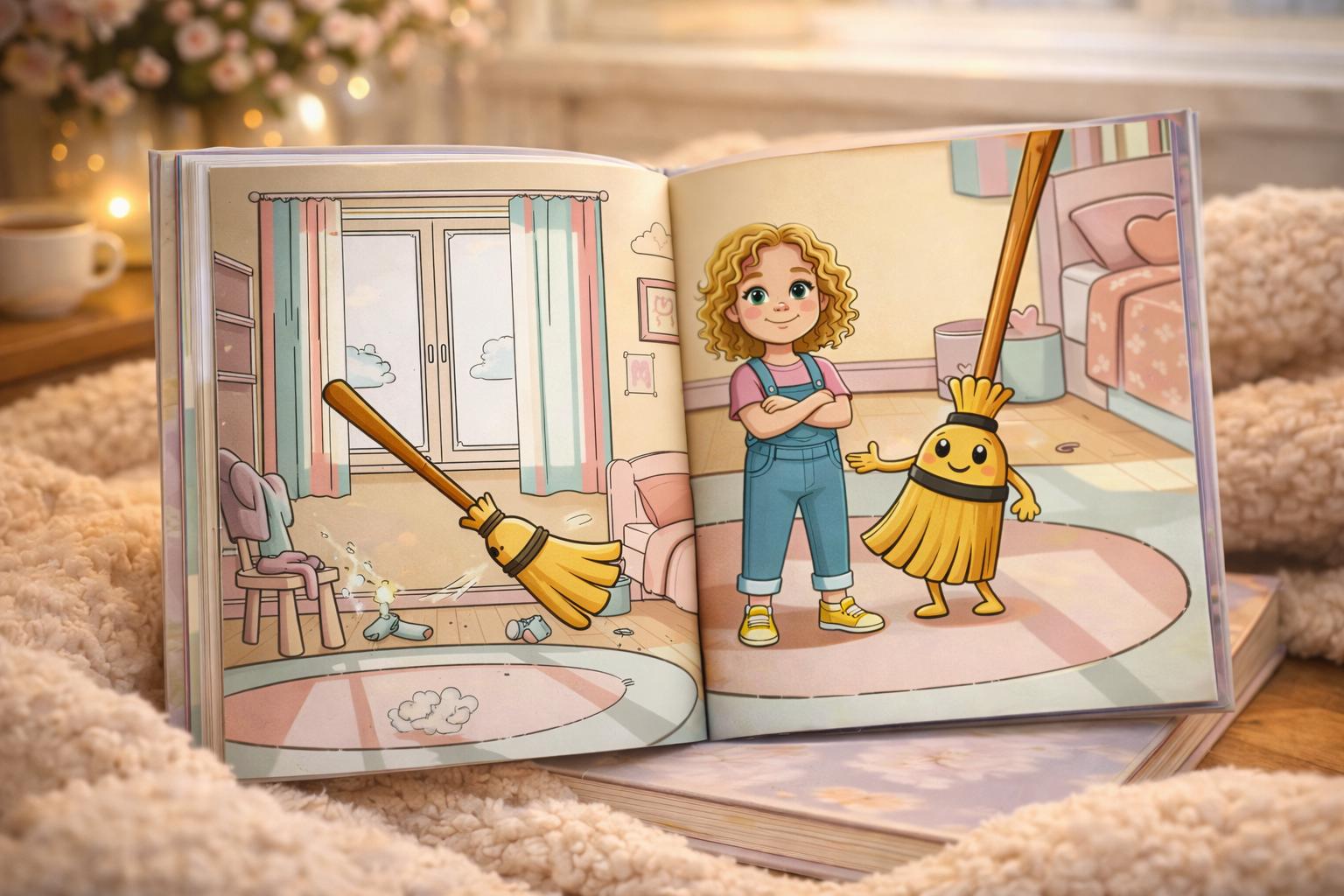 Personalized Children's Cleaning Story Book, Montessori Toddler Educational Gift
