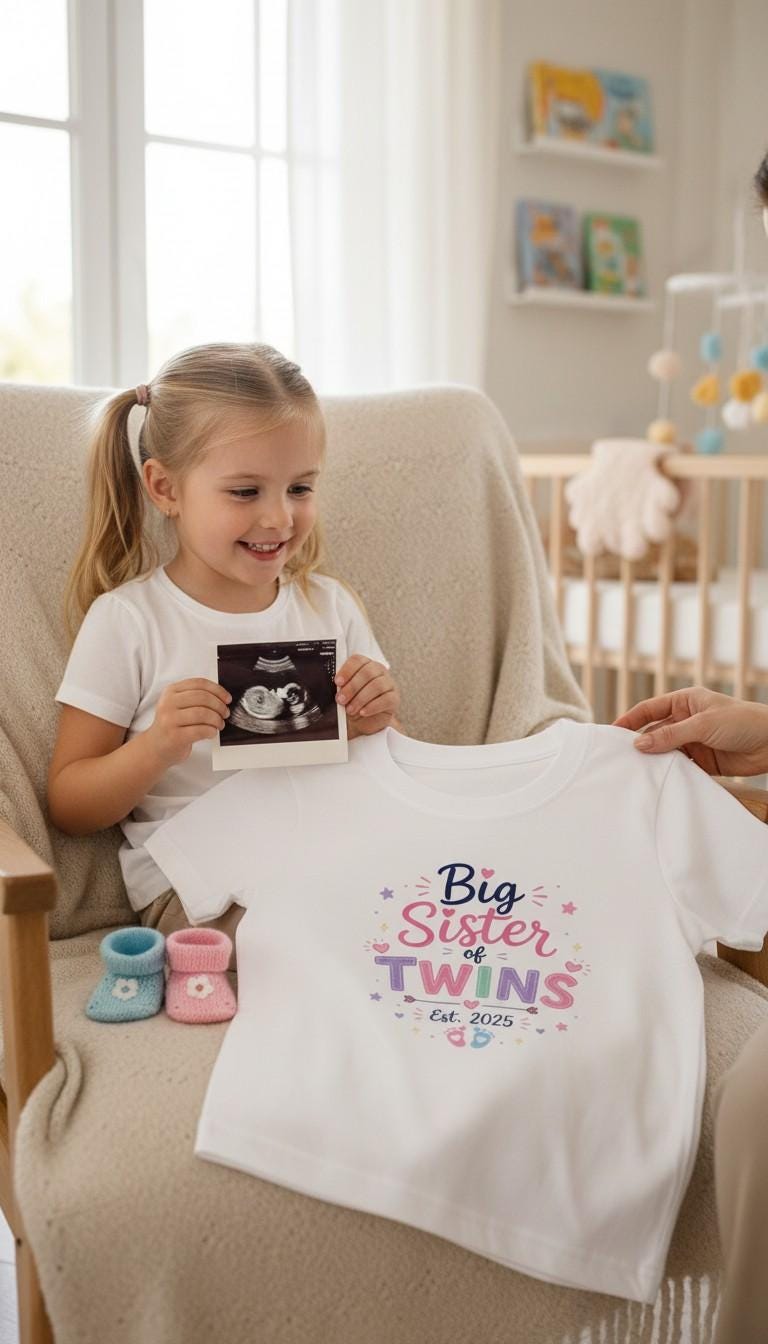 Big Sibling of Twins Shirt, Promoted to Big Brother Tee, Big Sister of Twins Shirt, Pregnancy Announcement Shirt, Family Matching Tee