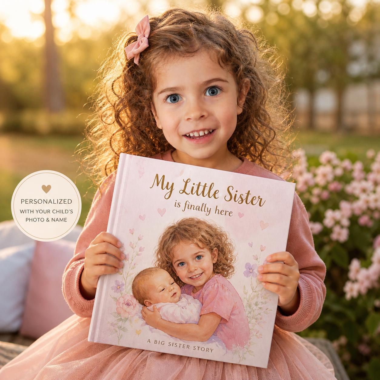 Personalized Big Sister Book, Custom Sibling Story Gift, New Baby Announcement Keepsake for Girls