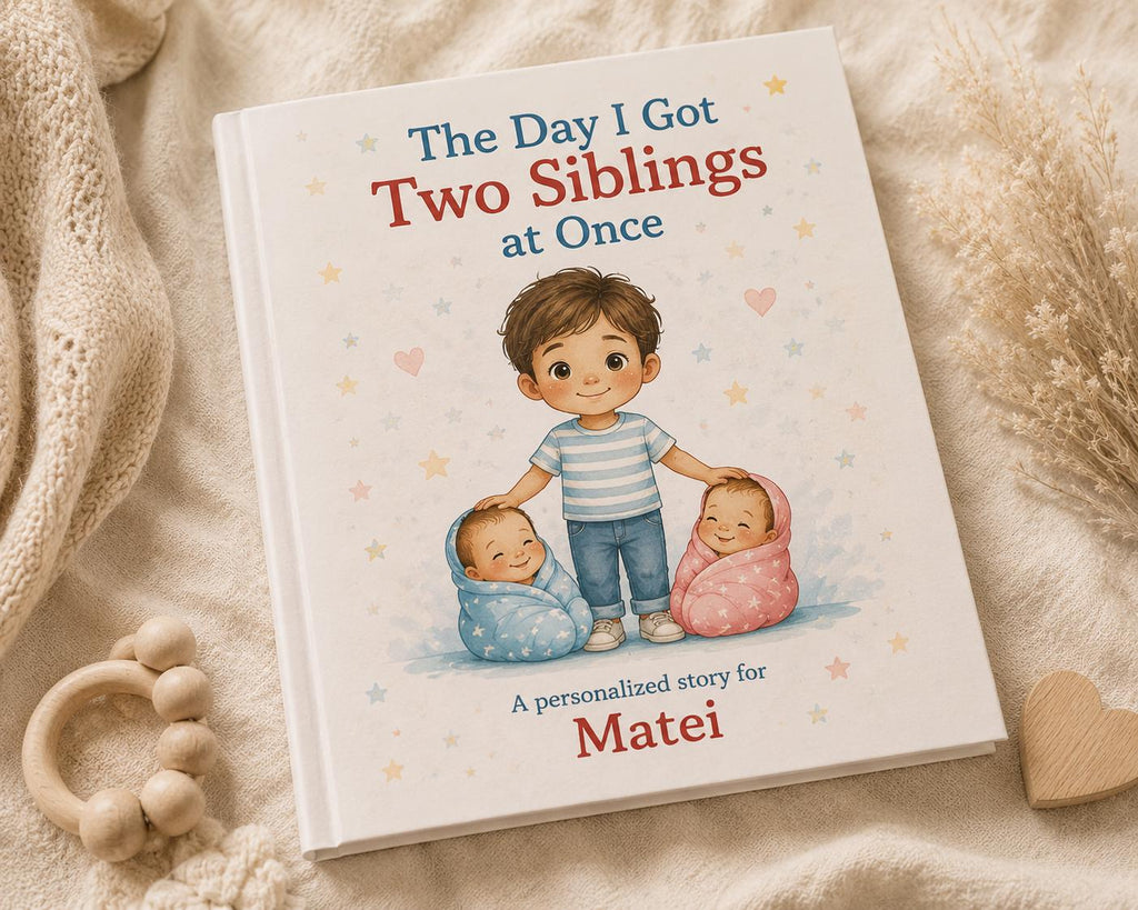 Big Brother of Twins Personalized Book | Twin Baby Shower Gift | Custom New Sibling Keepsake