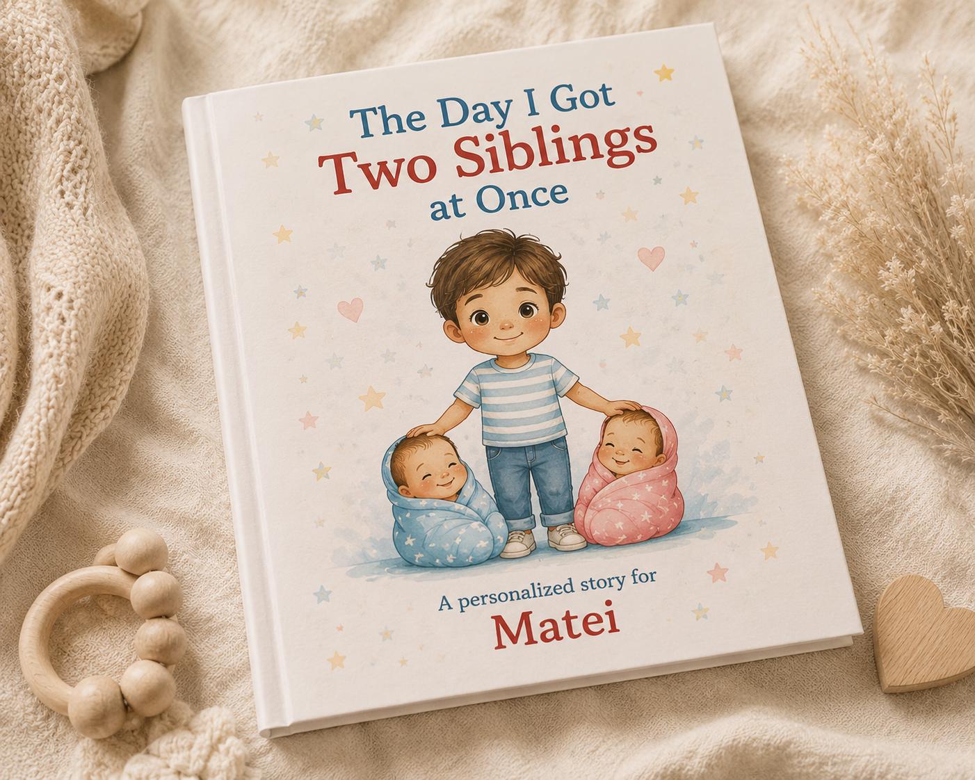 Big Brother of Twins Personalized Book | Twin Baby Shower Gift | Custom New Sibling Keepsake