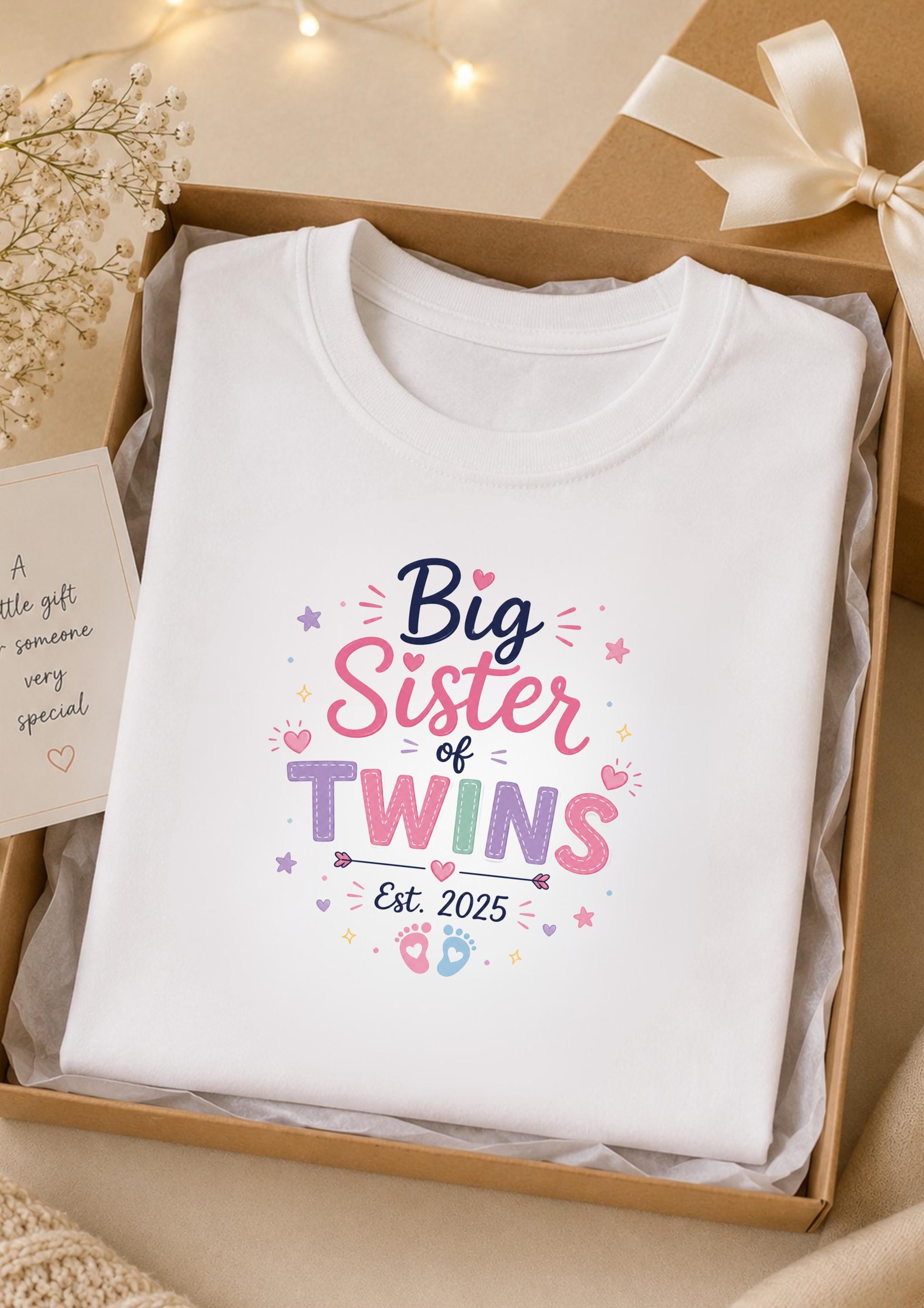 Big Sibling of Twins Shirt, Promoted to Big Brother Tee, Big Sister of Twins Shirt, Pregnancy Announcement Shirt, Family Matching Tee