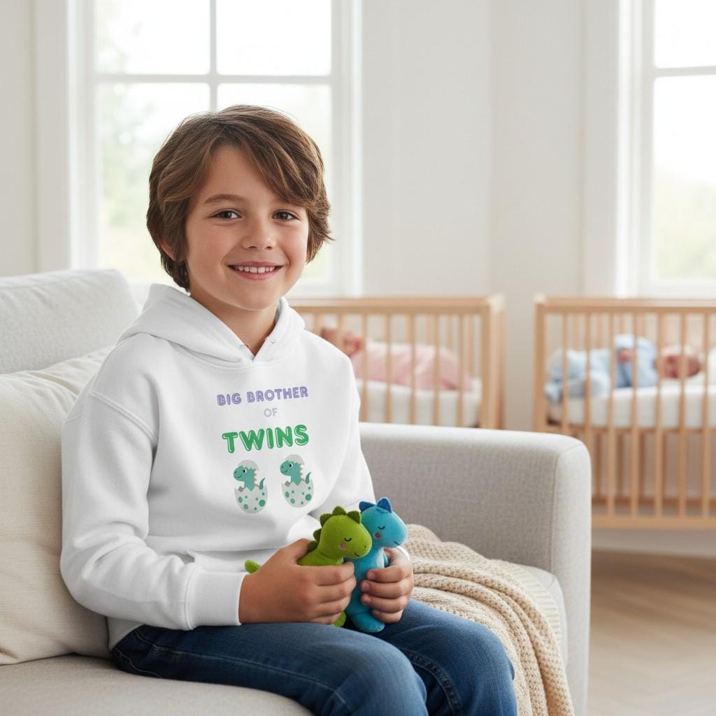 Big Brother of Twins Hoodie | Cute Twin Brother Gift | Kids Comfy Sweatshirt | Personalized Big Bro Shirt