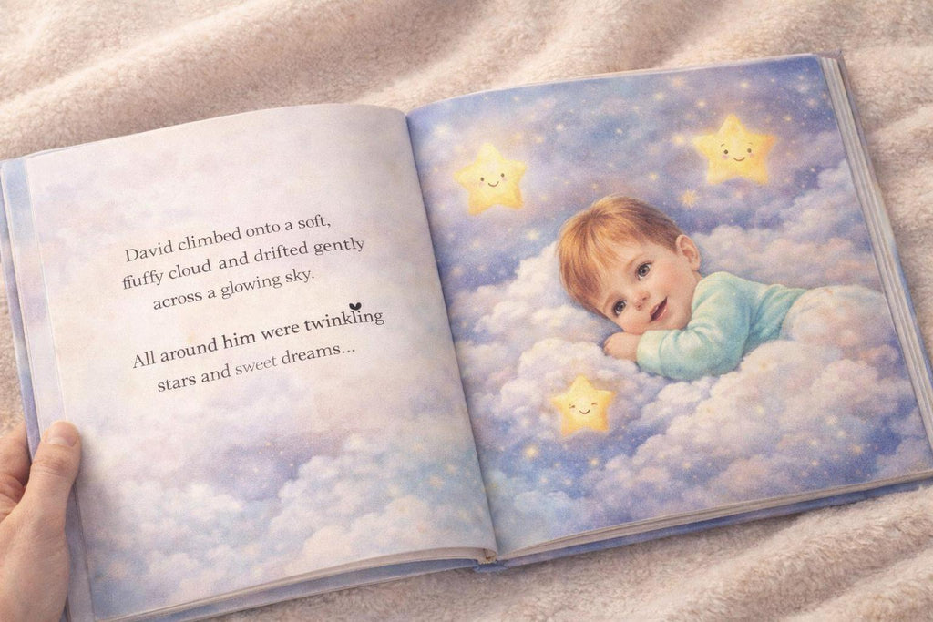 Personalized Bedtime Story Book – Child Hero, Cozy Cloud Adventure, Custom Name (PDF or Print)