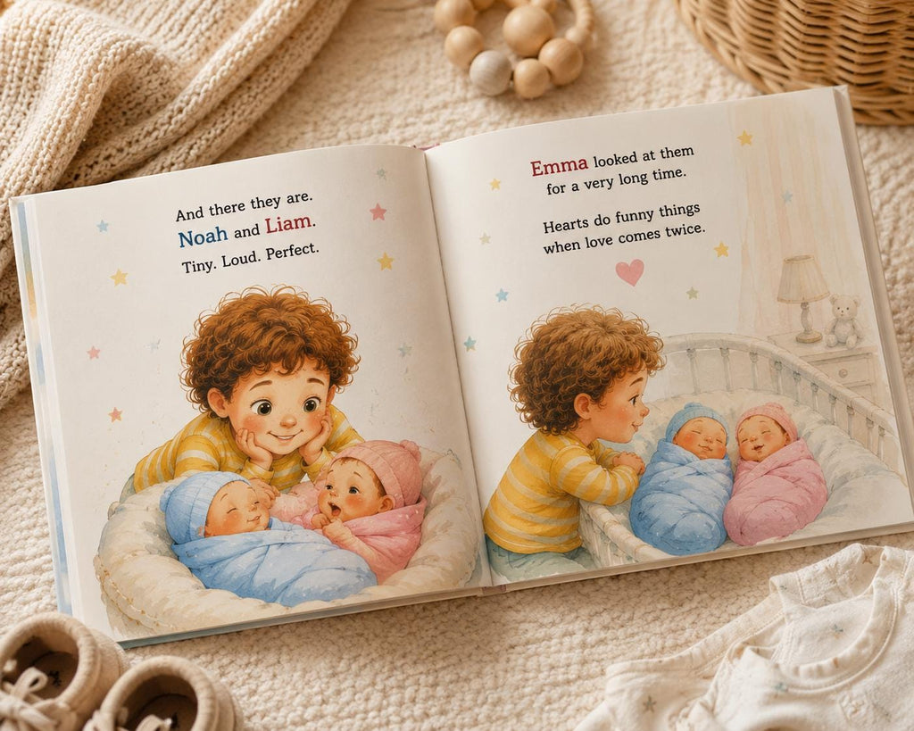 Big Sister of Twins Personalized Book | Twin Baby Shower Gift | Custom New Sibling Storybook