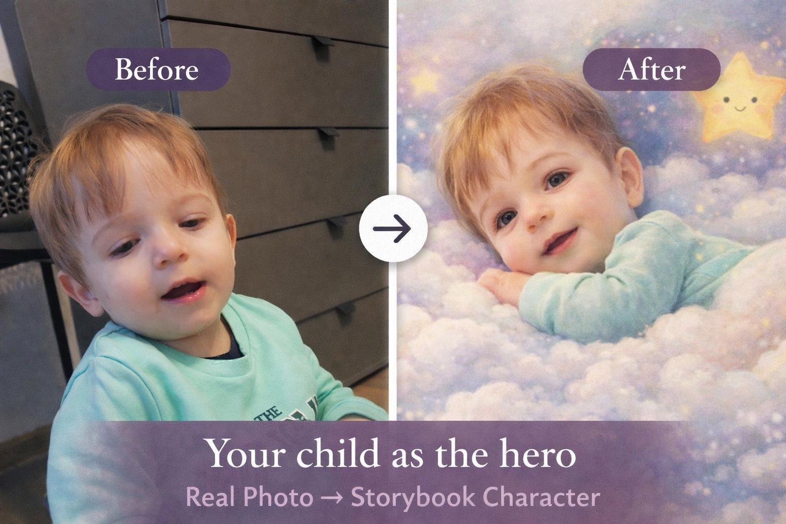 Personalized Bedtime Story Book – Child Hero, Cozy Cloud Adventure, Custom Name (PDF or Print)