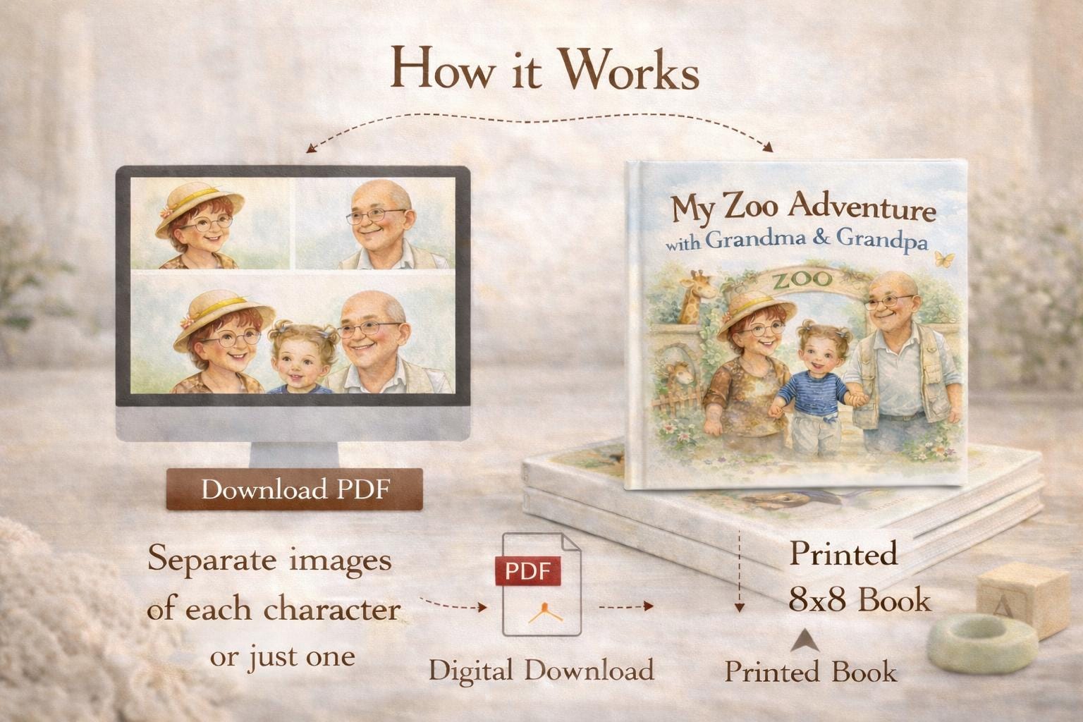Zoo Adventure Children's Book | Watercolor Toddler Story Age 2-4