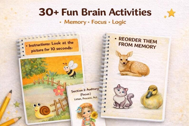 ADHD Focus Activities for Kids | Printable Memory Games, Calm Down Cards (PDF)