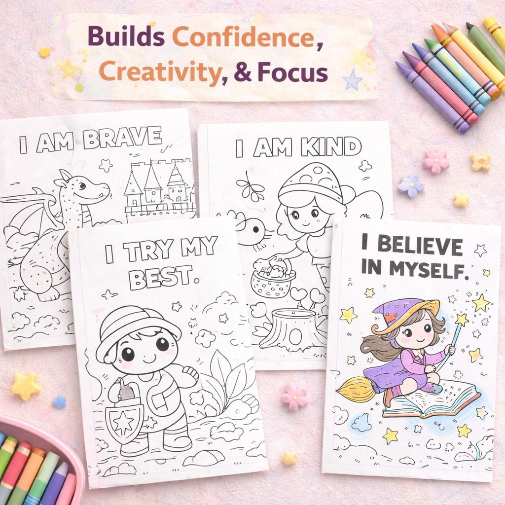 Kids Affirmation Coloring Book | Unicorn Fairy Pages, Positive Self Esteem Activity (Printable PDF)