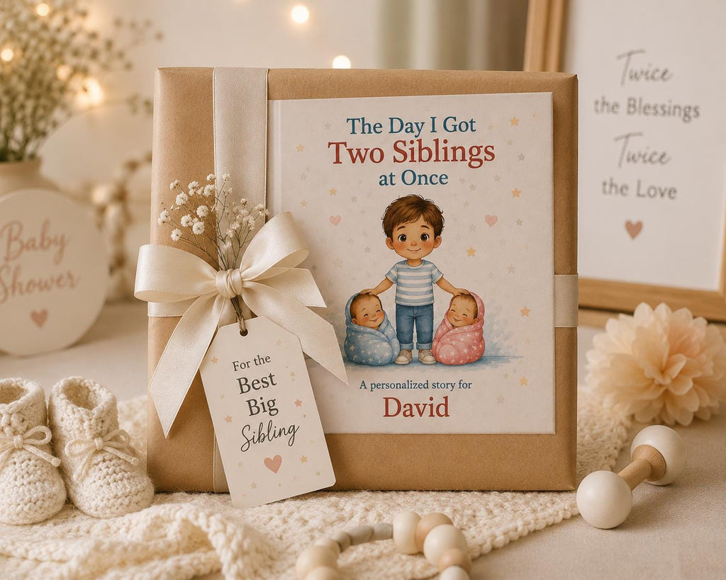 Big Brother of Twins Personalized Book | Twin Baby Shower Gift | Custom New Sibling Keepsake