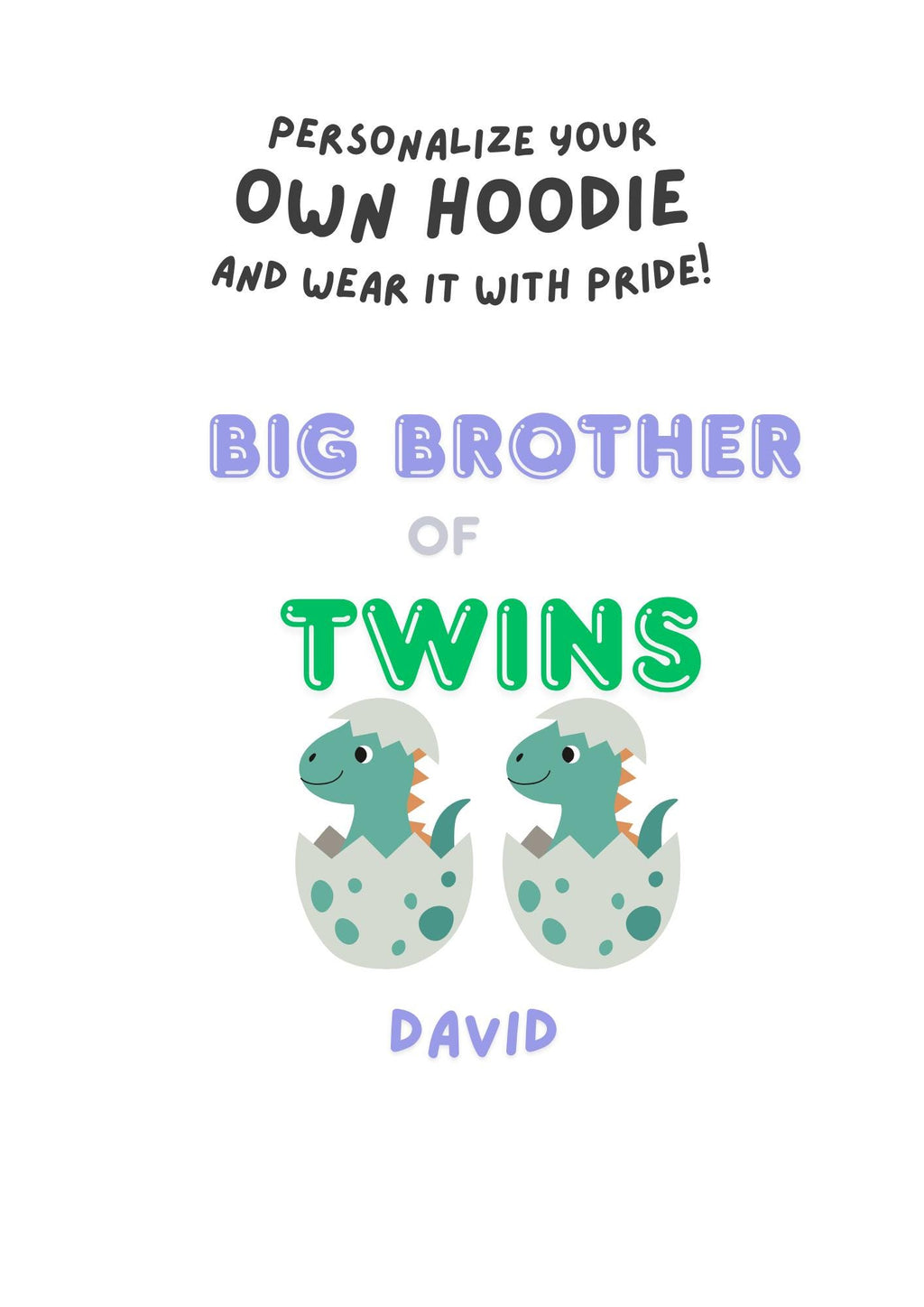 Big Brother of Twins Hoodie | Cute Twin Brother Gift | Kids Comfy Sweatshirt | Personalized Big Bro Shirt