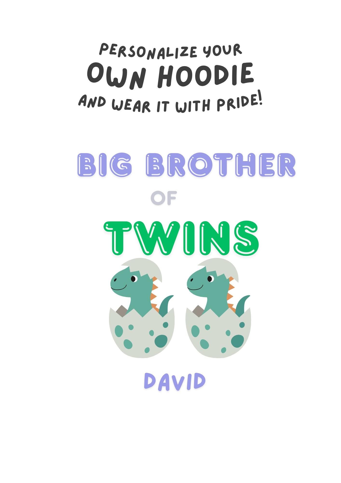 Big Brother of Twins Hoodie | Cute Twin Brother Gift | Kids Comfy Sweatshirt | Personalized Big Bro Shirt