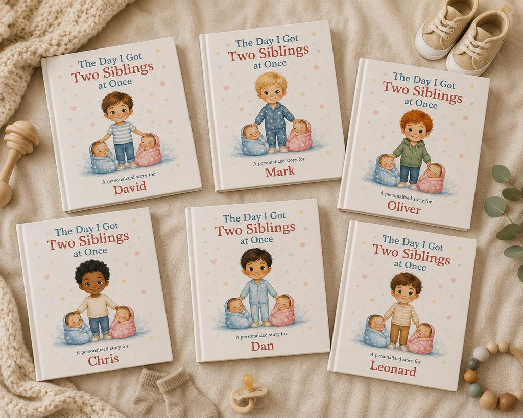 Big Brother of Twins Personalized Book | Twin Baby Shower Gift | Custom New Sibling Keepsake