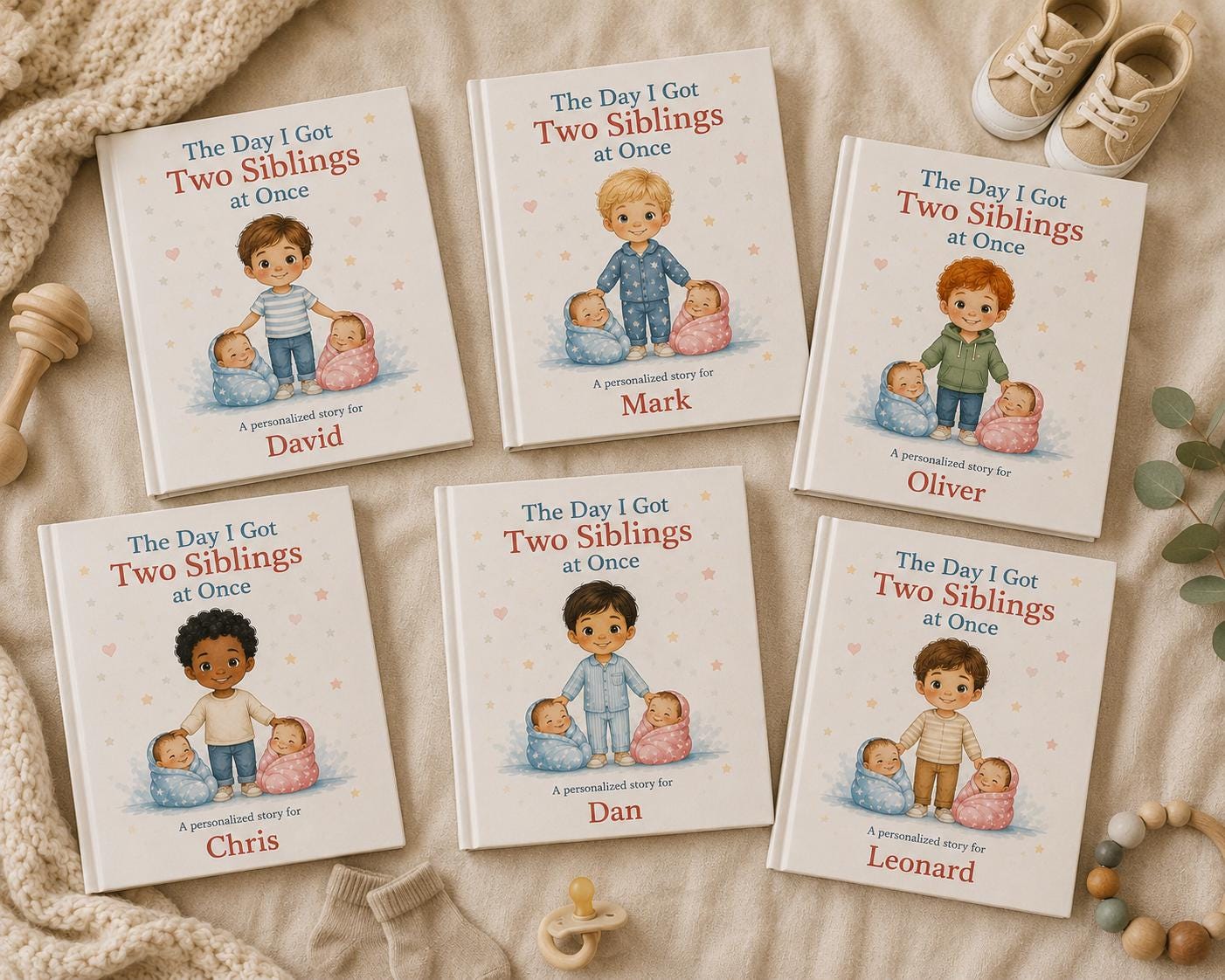 Big Brother of Twins Personalized Book | Twin Baby Shower Gift | Custom New Sibling Keepsake