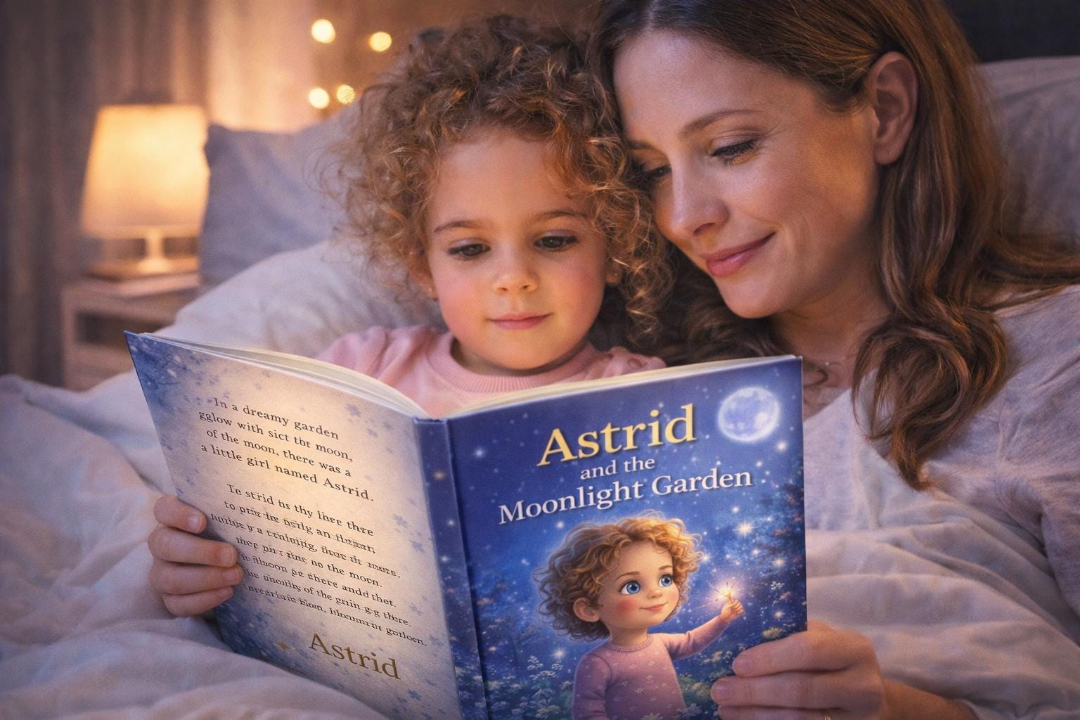 Personalized Bedtime Story Book, Custom Girl Photo Story, Moonlight Garden Adventure