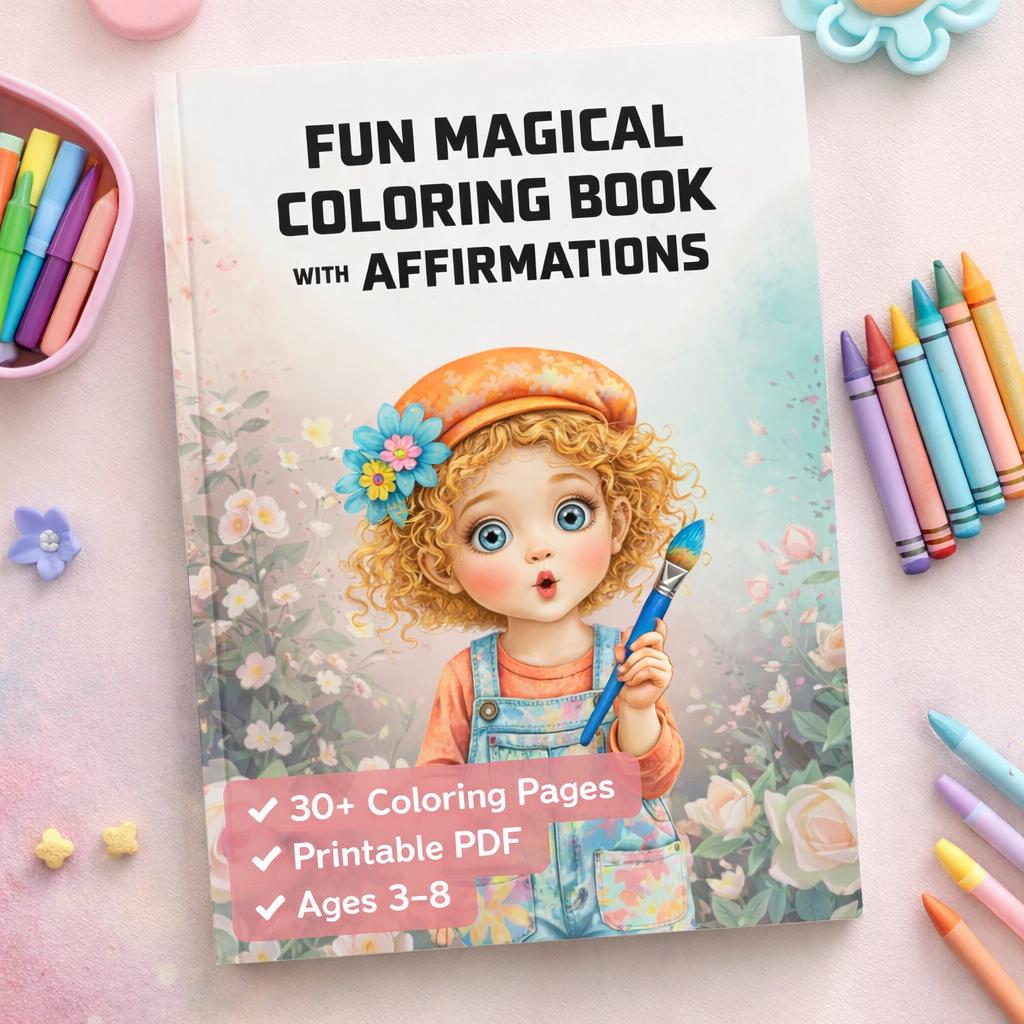 Kids Affirmation Coloring Book | Unicorn Fairy Pages, Positive Self Esteem Activity (Printable PDF)