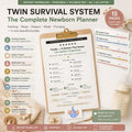 Twin Feeding Tracker Printable, Newborn Twin Survival Planner, Sleep Feeding Diaper Log, Twin Mom PDF Bundle