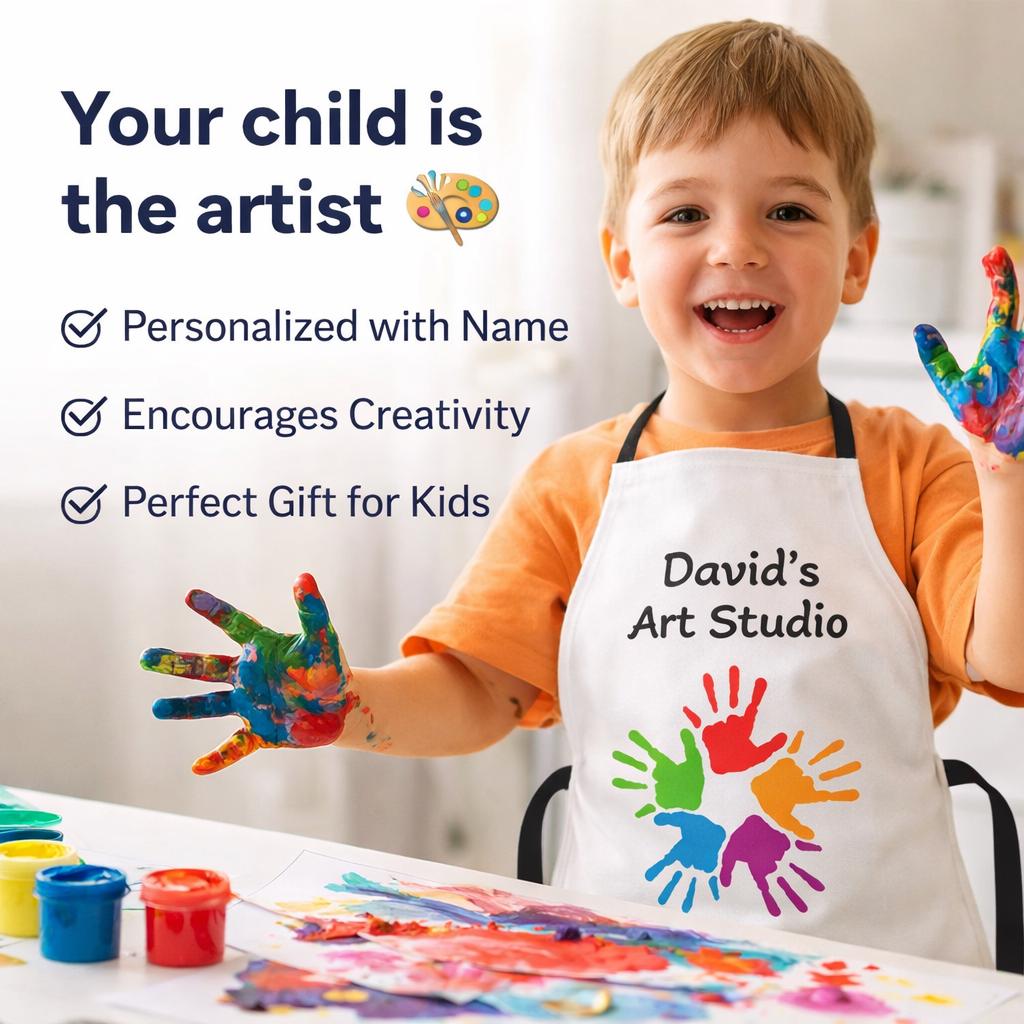 Personalized Kids Art Apron, Little Artist Gift, Creative Painting Smock