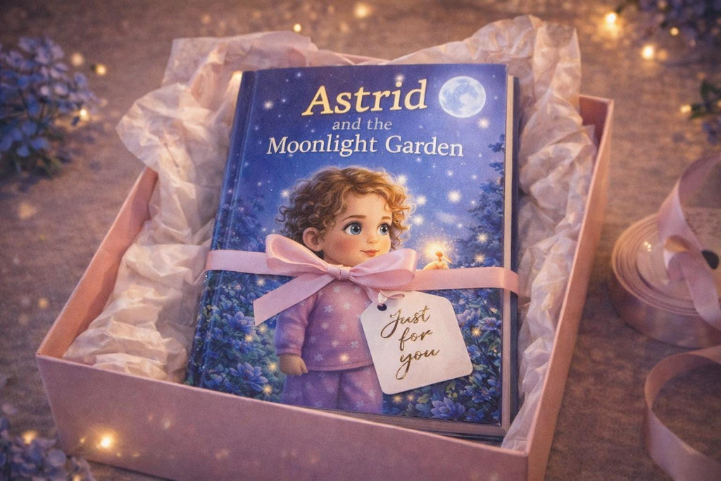 Personalized Bedtime Story Book, Custom Girl Photo Story, Moonlight Garden Adventure