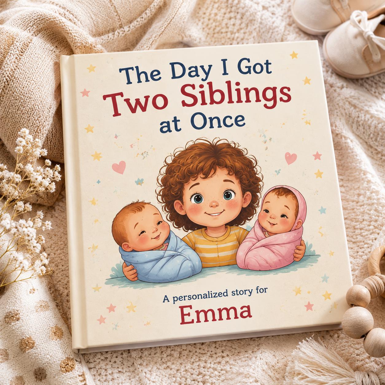 Big Sister of Twins Personalized Book | Twin Baby Shower Gift | Custom New Sibling Storybook