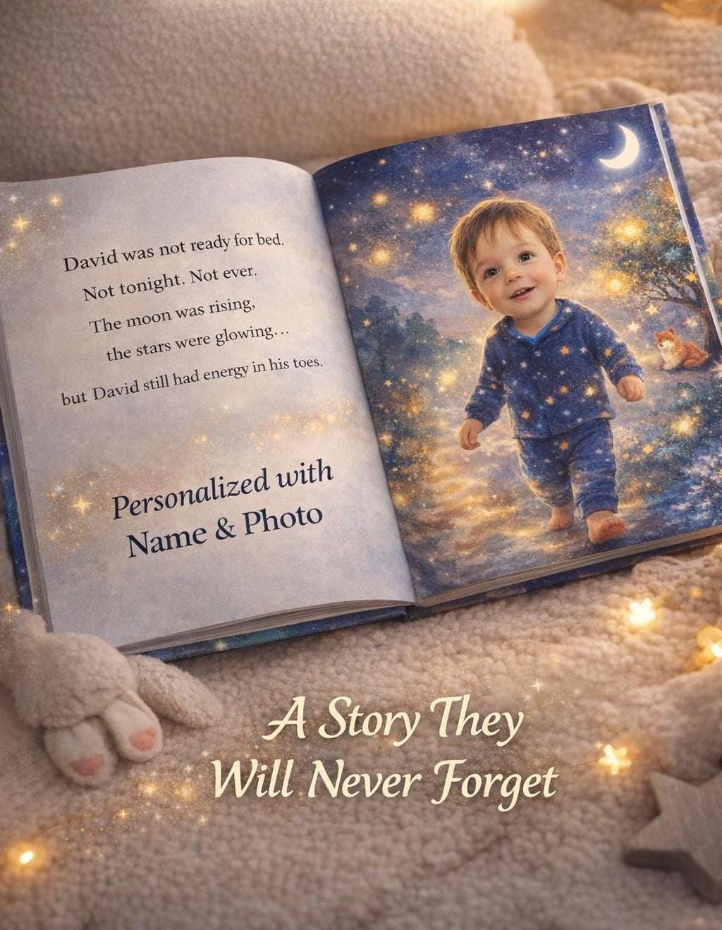 Personalized Bedtime Story Book – Child as Hero, Custom Name, Watercolor Illustrations (PDF Download)