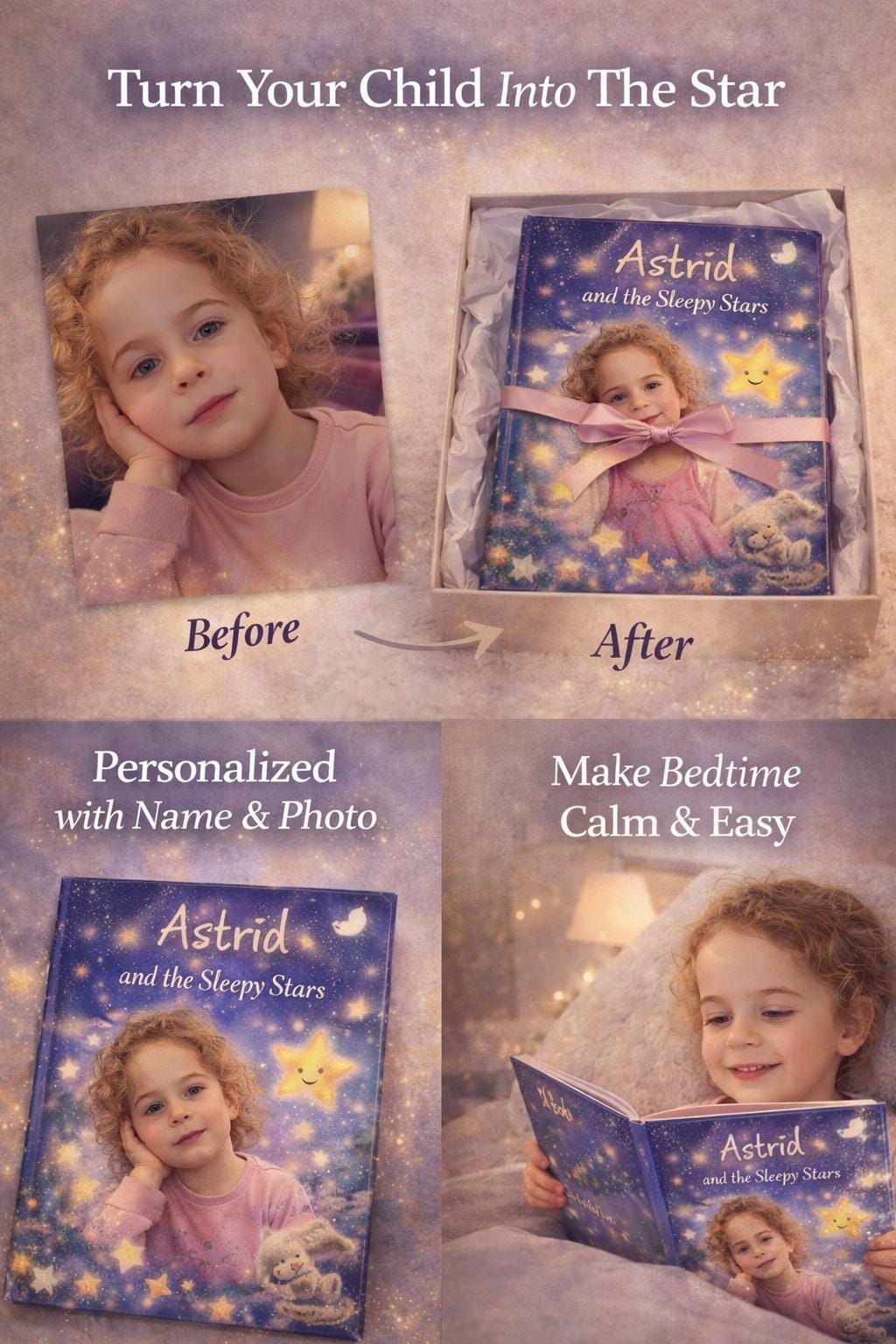 Personalized Bedtime Story Book for Girls – Custom Photo Storybook, Sleep Story (PDF)