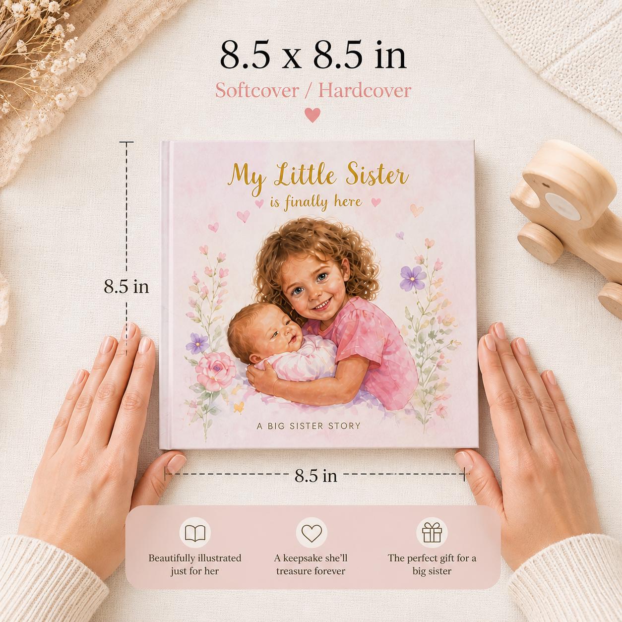 Personalized Big Sister Book, Custom Sibling Story Gift, New Baby Announcement Keepsake for Girls