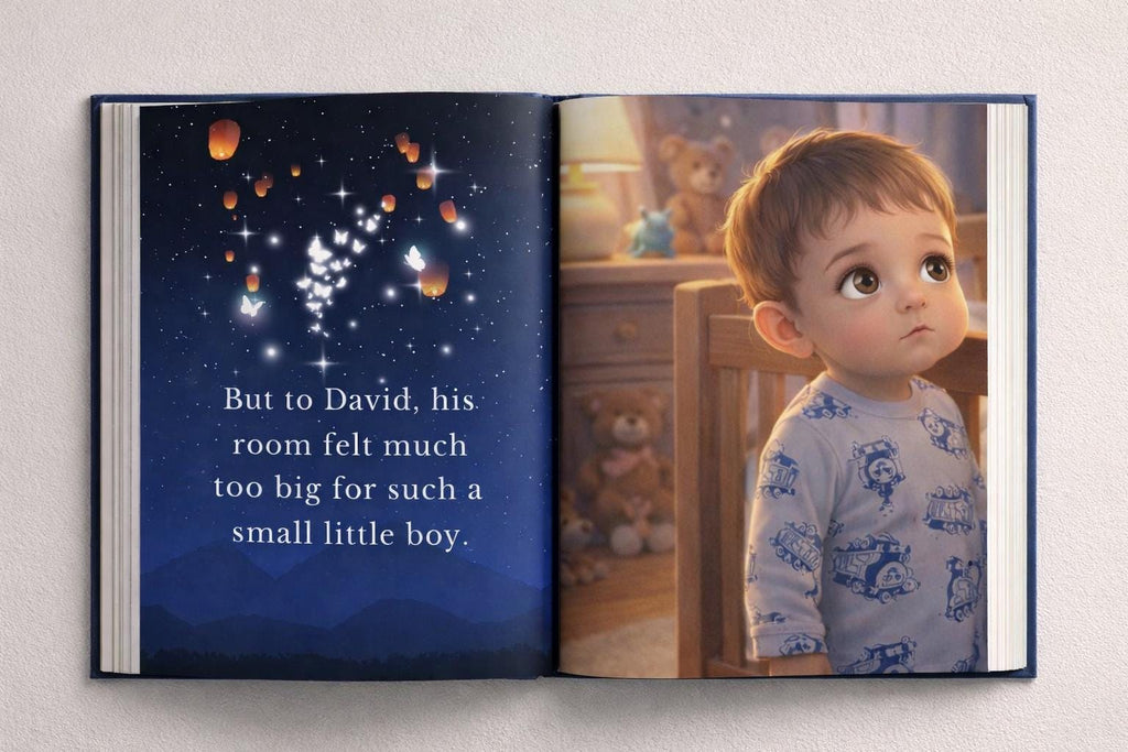 Personalized Bedtime Story Book, David and Magic Star, Custom Photo Tale