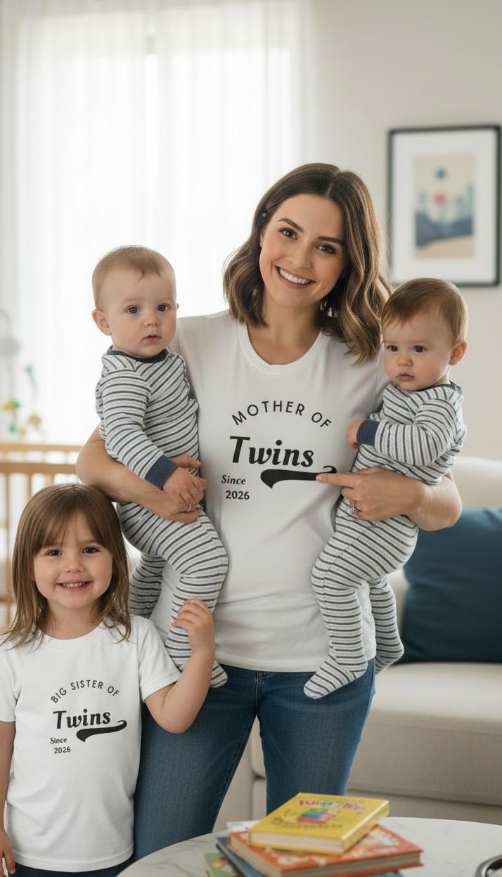 Big Sibling of Twins Shirt, Promoted to Big Brother Tee, Big Sister of Twins Shirt, Pregnancy Announcement Shirt, Family Matching Tee