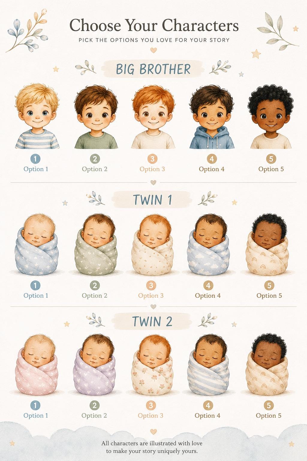 Big Brother of Twins Personalized Book | Twin Baby Shower Gift | Custom New Sibling Keepsake