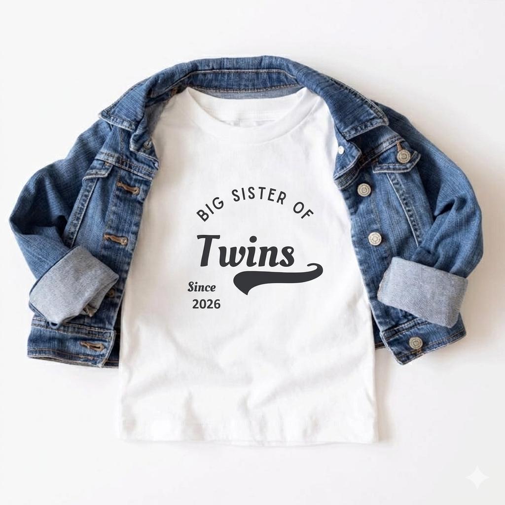 Big Sibling of Twins Shirt, Promoted to Big Brother Tee, Big Sister of Twins Shirt, Pregnancy Announcement Shirt, Family Matching Tee