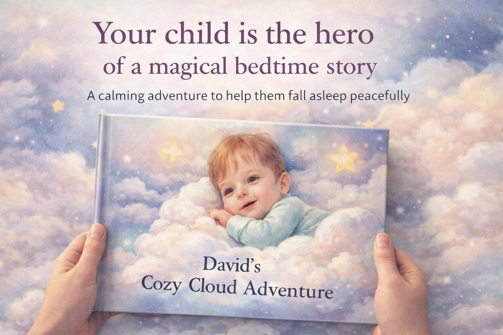 Personalized Bedtime Story Book – Child Hero, Cozy Cloud Adventure, Custom Name (PDF or Print)