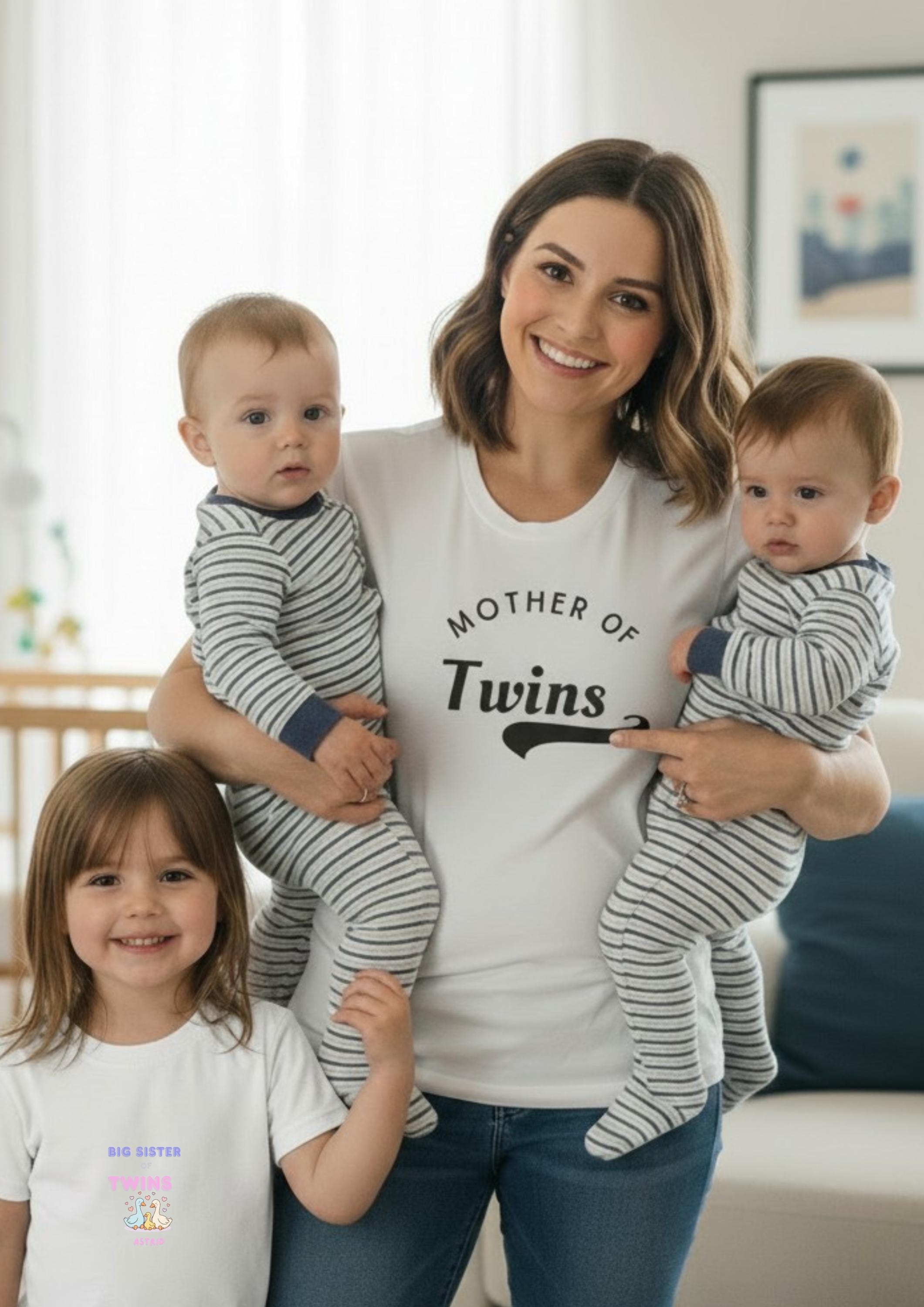 Personalized Big Sister Shirt for Twins | Custom Name Toddler Tee | Twin Announcement Sibling Reveal Gift