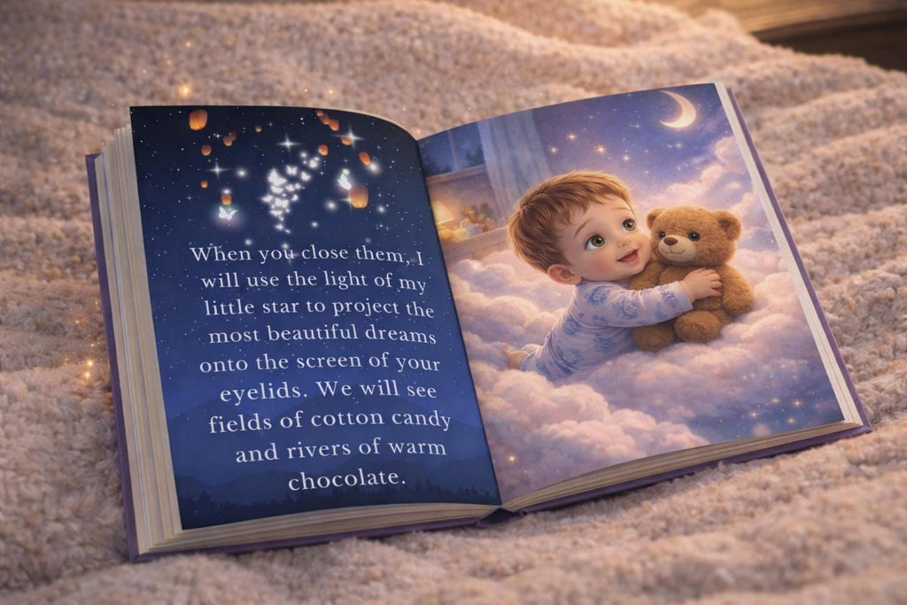 Personalized Bedtime Story Book, David and Magic Star, Custom Photo Tale