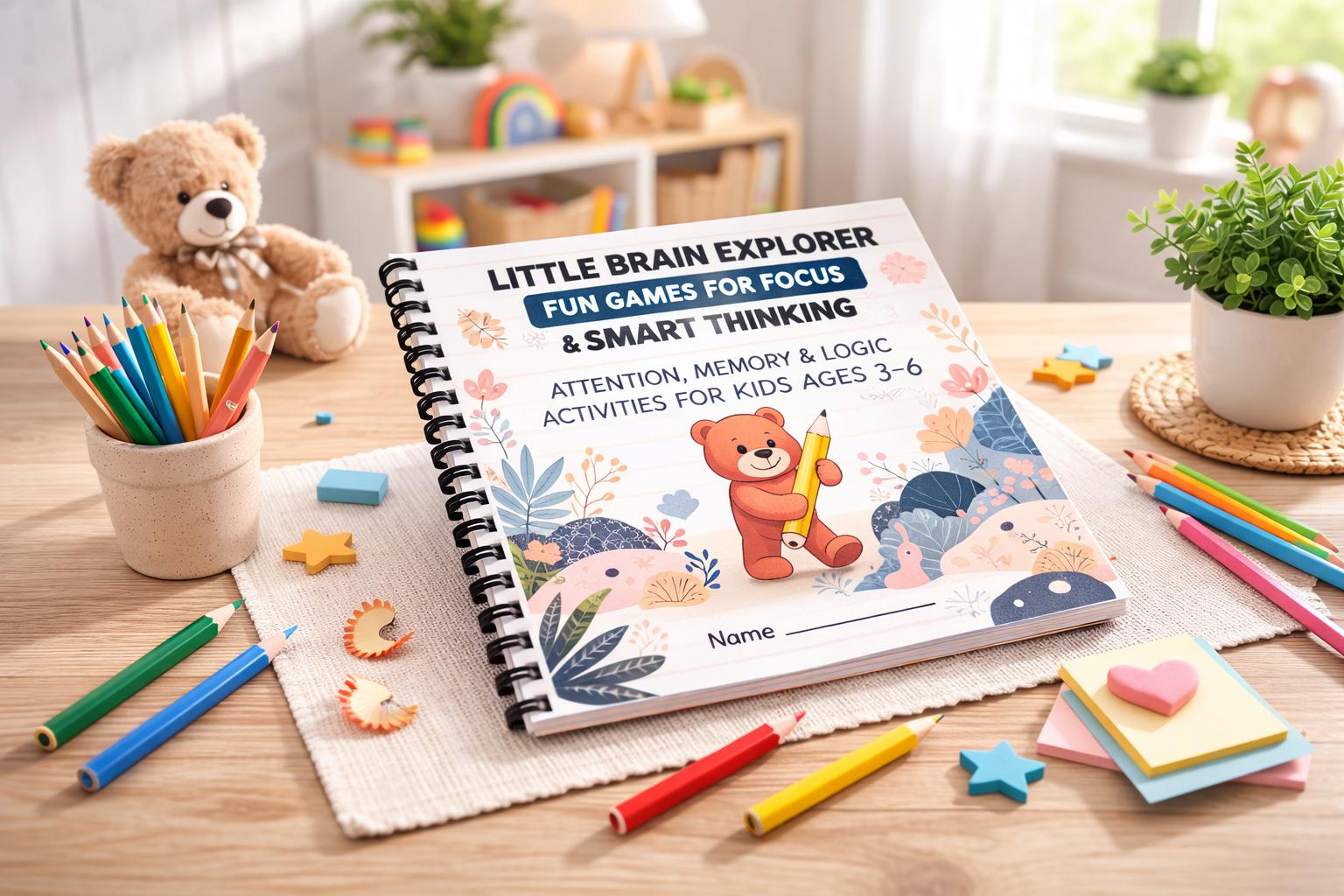 Cognitive Activity Book for Kids Ages 3-6 | Focus, Memory, Logic Games (Printable/Printed)