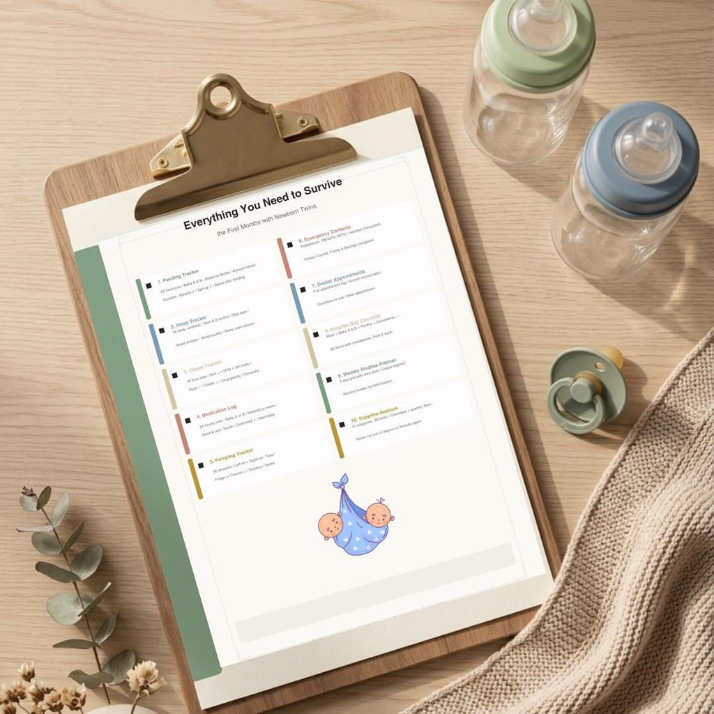 Twin Feeding Tracker Printable, Newborn Twin Survival Planner, Sleep Feeding Diaper Log, Twin Mom PDF Bundle