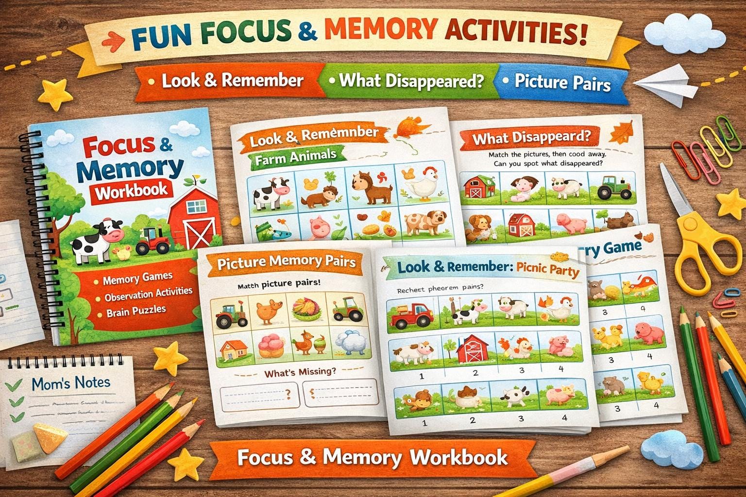 ADHD Focus Activities for Kids | Printable Memory Games, Calm Down Cards (PDF)