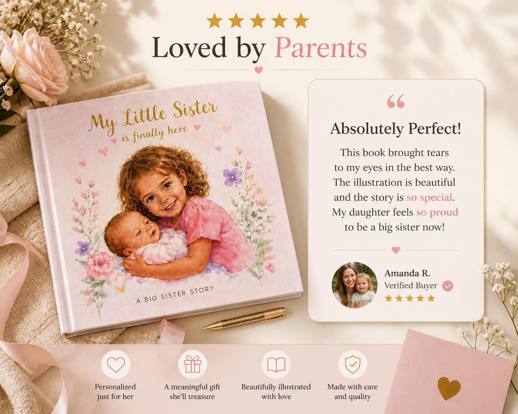Personalized Big Sister Book, Custom Sibling Story Gift, New Baby Announcement Keepsake for Girls