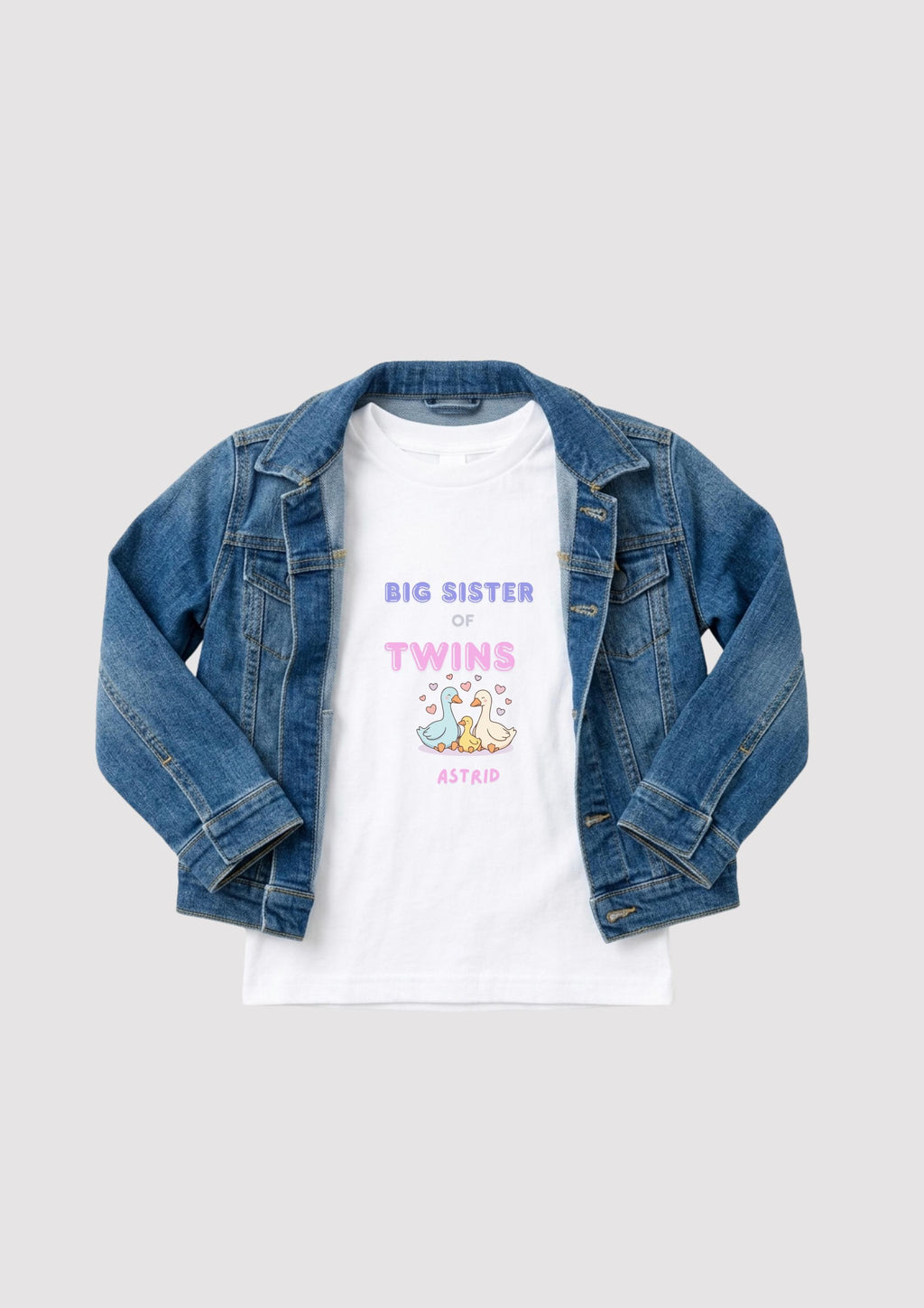 Personalized Big Sister Shirt for Twins | Custom Name Toddler Tee | Twin Announcement Sibling Reveal Gift