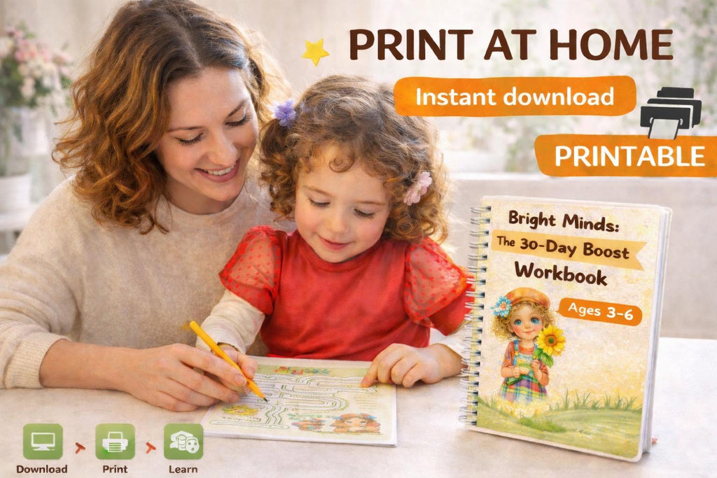 30-Day Brain Boost Workbook for Kids Ages 3-6 | Working Memory, Focus Activities (Printable PDF)