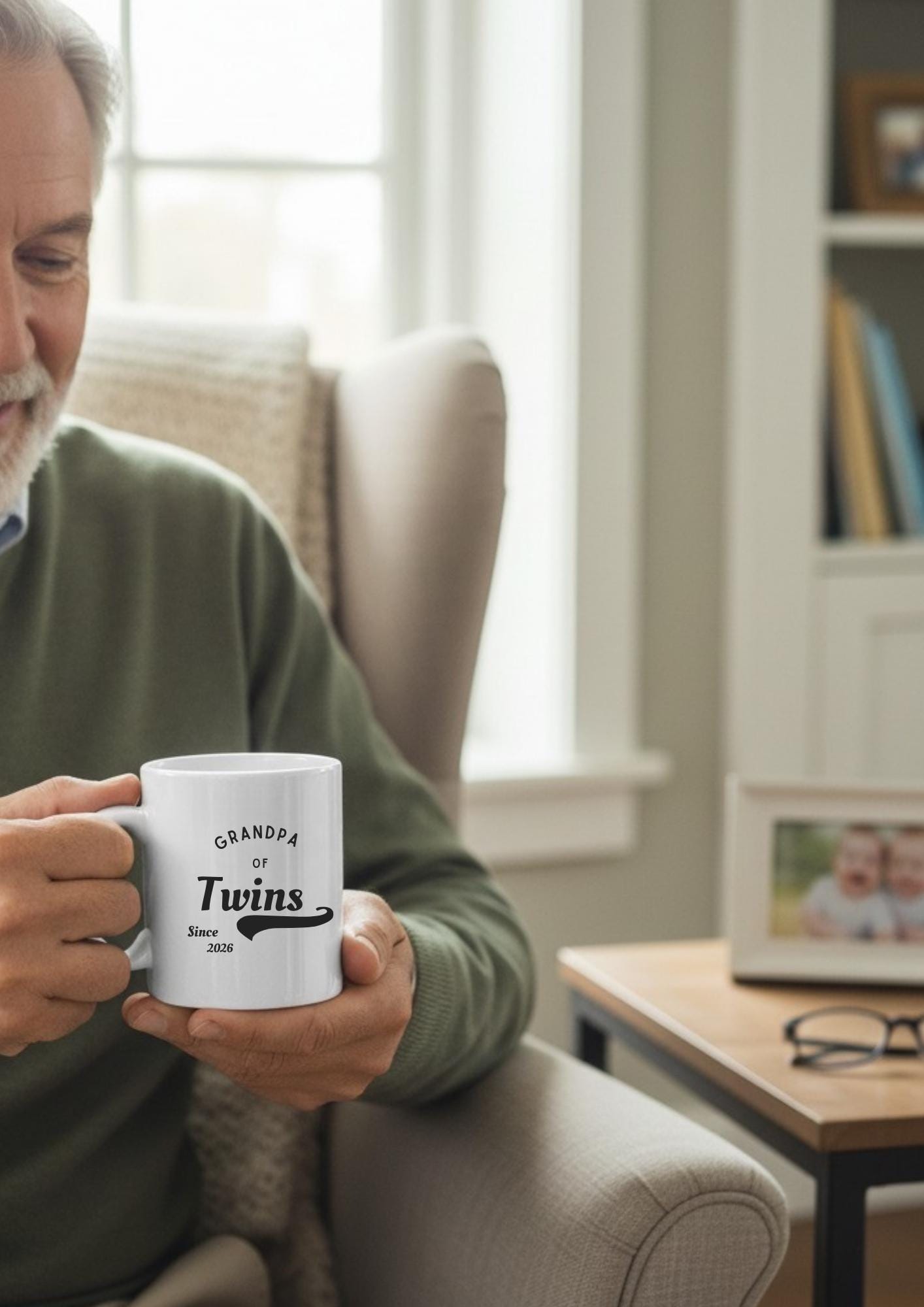 Grandpa of Twins Mug Personalized ,Custom Grandpa Gift ,Twin Baby Announcement ,Twins Grandpa Cup