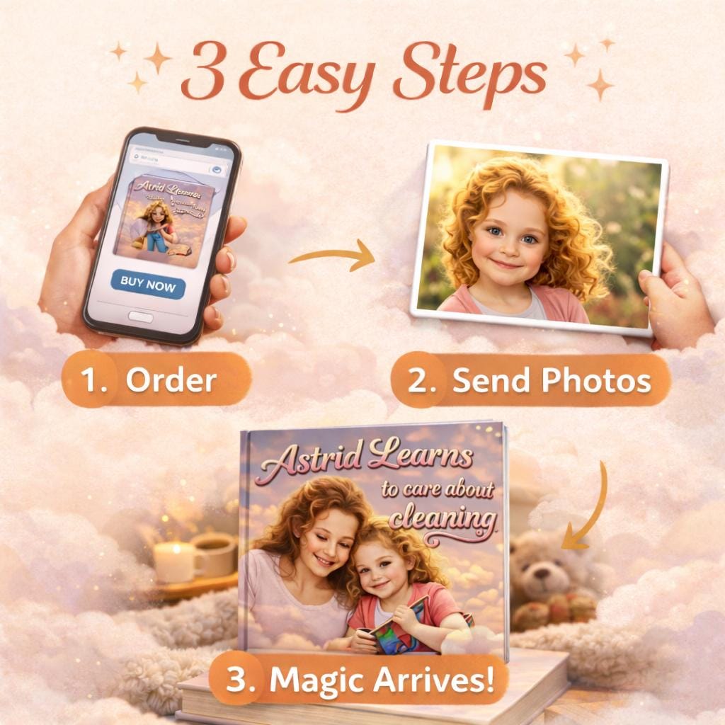 Personalized Children's Cleaning Story Book, Montessori Toddler Educational Gift