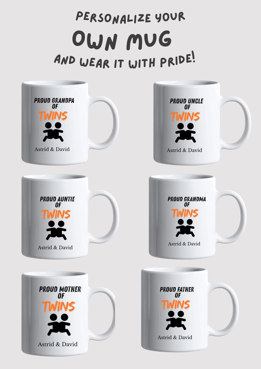 Grandpa of Twins Mug Personalized ,Custom Grandpa Gift ,Twin Baby Announcement ,Twins Grandpa Cup
